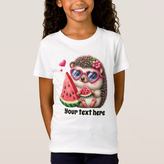 T-Shirt Hérisson de pastèque d'été mignonne personnalisabl (Devant)