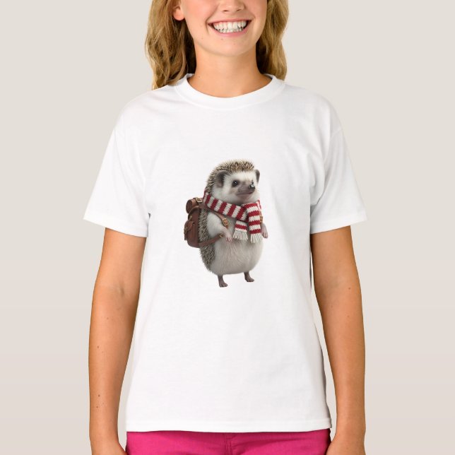 T-shirt Hérisson Enfant Aventurier Mignon (Devant)