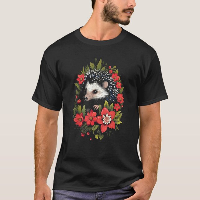 T-shirt Hérisson et fleurs (Devant)
