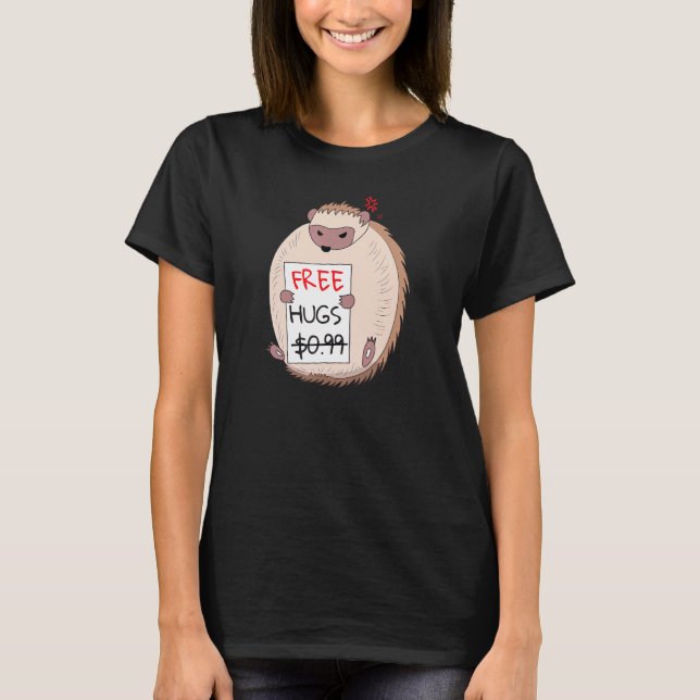 T-shirt Hérisson Hérisson Grumpy Hedgie Hedgehog Hugs (Devant)
