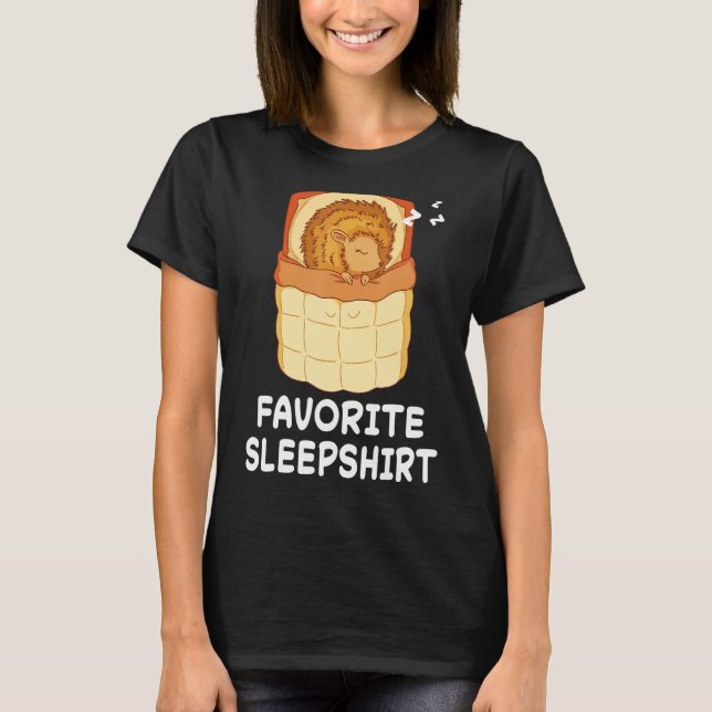 T-shirt Hérisson Hérisson Hérisson Nap Dormir Pyjama Nuit (Devant)