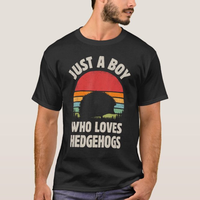 T-shirt Hérisson Juste Un Garçon Qui Aime Hérisson Retro V (Devant)