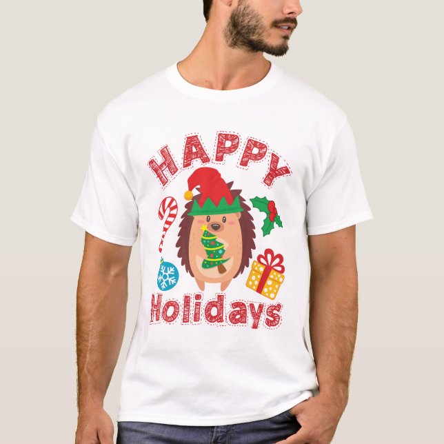 T-shirt Hérisson mignon de Noël Animal (Devant)