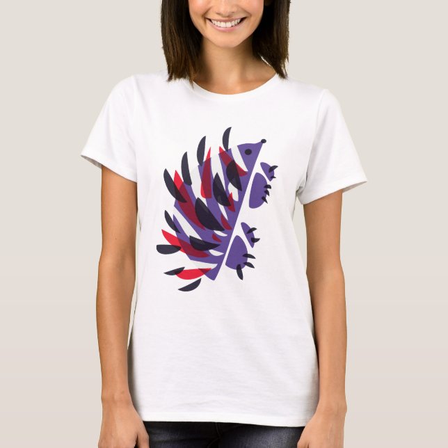 T-shirt Hérisson mignon géométrique abstrait coloré (Devant)
