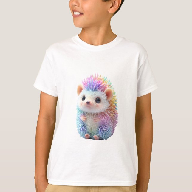 T-shirt Hérisson Pastel Arc-en-Ciel Enfants (Devant)