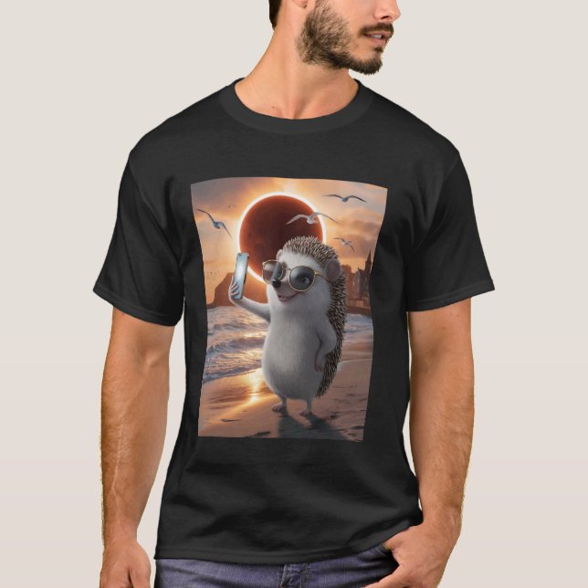 T-shirt Hérisson prenant un selfie Éclipse Lunaire Totale  (Devant)