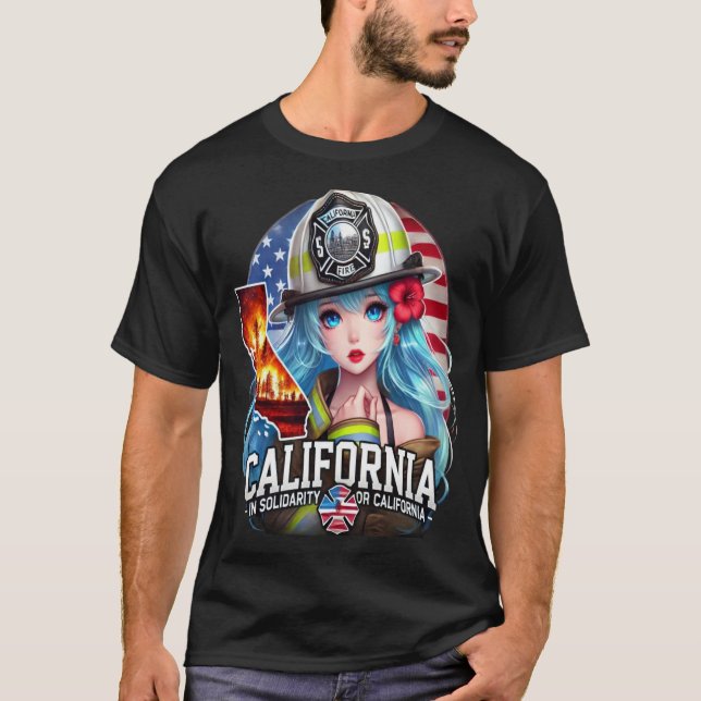 T-SHIRT HERMOSA CHICA ANIME EN SOLIDARIDAD CON LOS ANGELES (Devant)