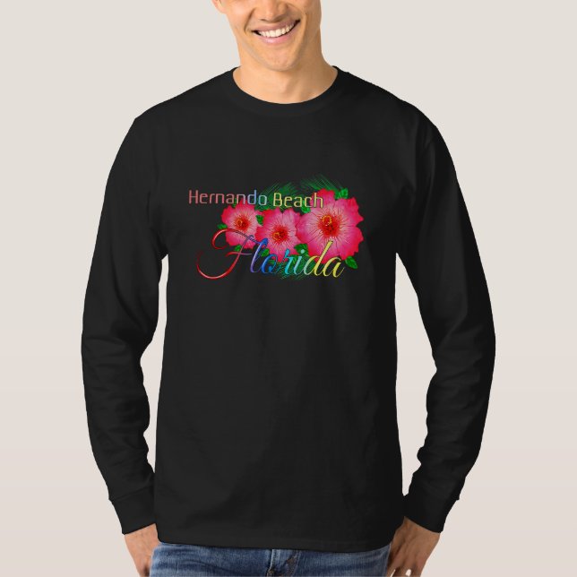 T-shirt Hernando Beach Floride Fleurs tropicales Famille V (Devant)
