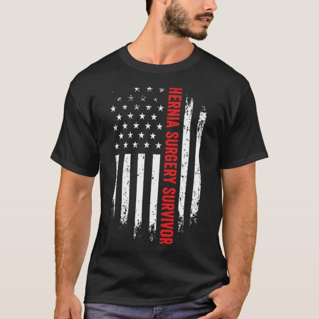 T-shirt Hernia Surgery Survivor American Flag Recovery Obt (Devant)