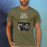 T-shirt Hero Daddy Father's Day 2 Photo Collage<br><div class="desc">Vous êtes mon Héros papa Père’s Day 2 Photo Collage T-shirt. T-shirt personnalisé pour un père. Ajoutez 2 photos et vos noms. Tu peux changer papa en papa, pap, papa, ... . Un cadeau parfait pour un père à la fête des pères, à l'anniversaire ou à Noël et c'est un...</div>