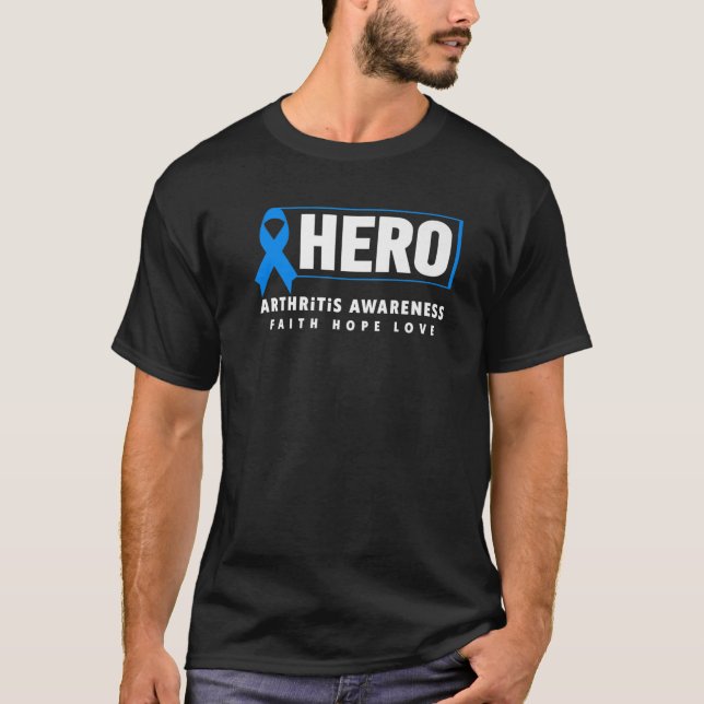 T-shirt Hero d'arthrite - Ruban bleu Sensibilisation à l'a (Devant)