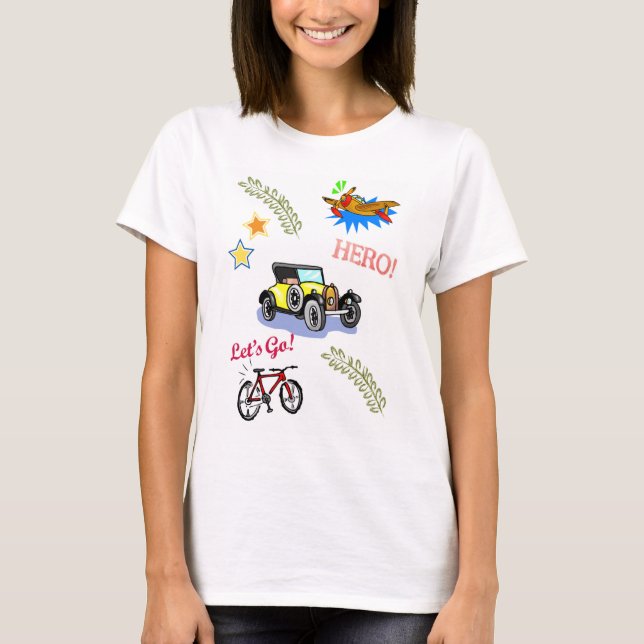 T-shirt Hero Voiture à vélo Avion (Devant)
