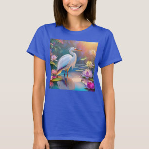T-shirt Héron blanc à bec orange, oiseau de fantaisie