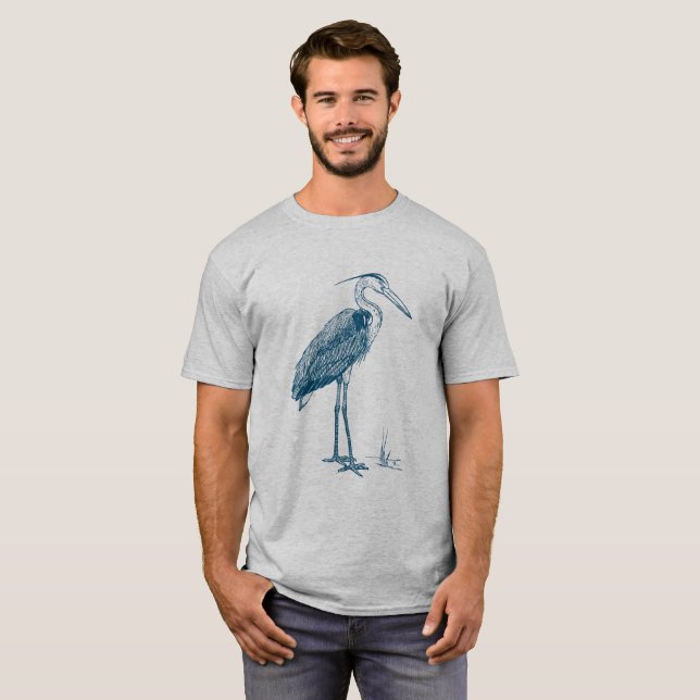 T-shirt Heron - Bleu Océan (Devant entier)