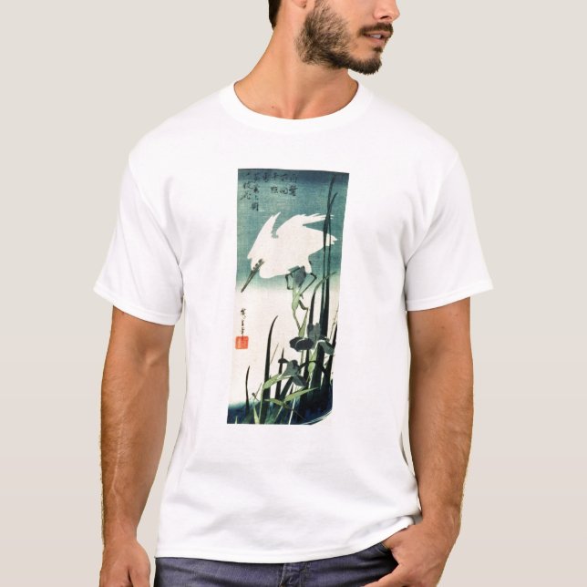 T-shirt Héron et iris blancs (Devant)