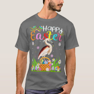 T-shirt Heron Oiseau Lapin OEuf Chasse Drôle Heron Happy E
