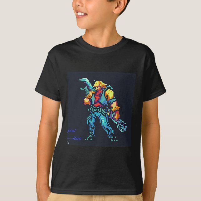 T-shirt Héros (90's Retro Vidéo Jeu Pixel Style Art) (Devant)
