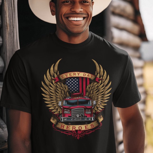 T-shirt Héros de camion à feu avec ailes (Créateur téléchargé)