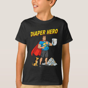 T-shirt Héros de couche dessin animé drôle pour nouveau pa