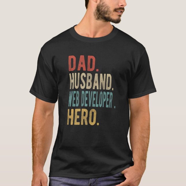 T-shirt Héros de développeur web papa mari (Devant)