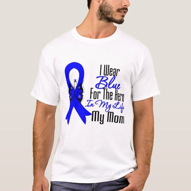 T-shirt Héros de ruban de cancer du colon ma maman (Devant)