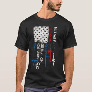 T-shirt Héros Drapeau EMS Corrections Dispatch Police Fire