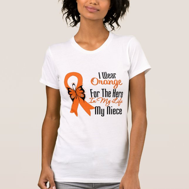 T-shirt Héros orange de ruban de leucémie ma nièce (Devant)