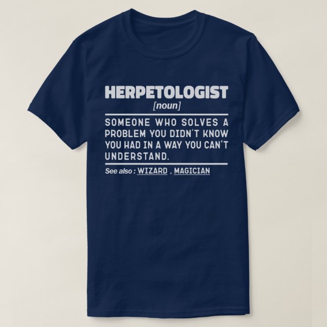T-shirt Herpetologue Noun Professeur Cool Sarcastique (Design devant)