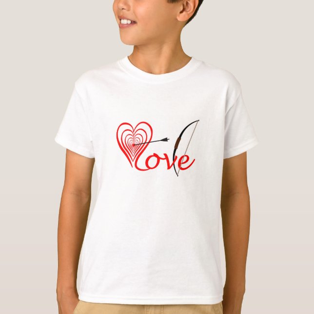 T-shirt Herz Liebe Dartscheibe mit Pfeil und Bogen (Devant)