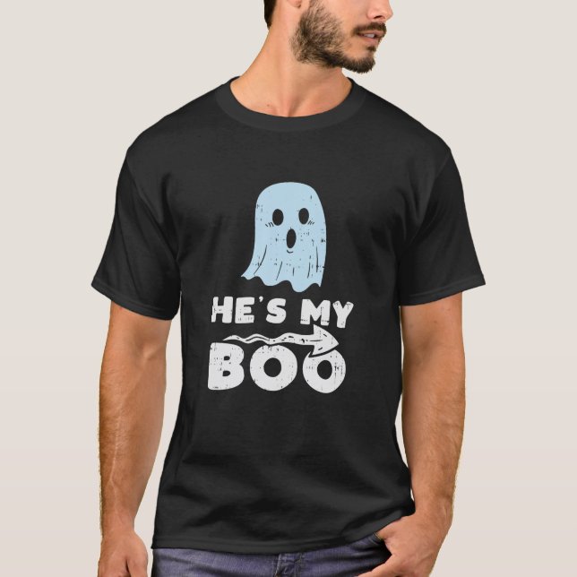 T-shirt Hes My Boo Cute Correspondant Couple Halloween Cos (Devant)