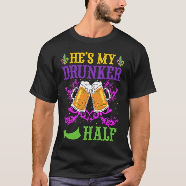 T-shirt He's My Drunker Half Matching Couple Girlfriend Ma (Devant)