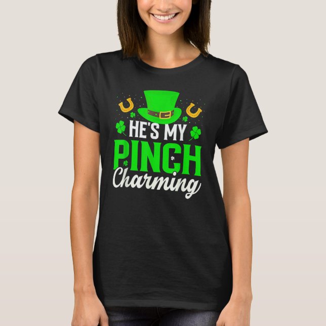 T-shirt He's My Pinch Charming Shamrock St Patrick's Day L (Devant)