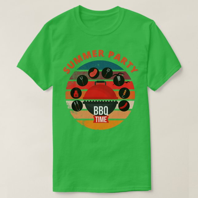 T-shirt Heure BBBQ de la fête d'été (Design devant)