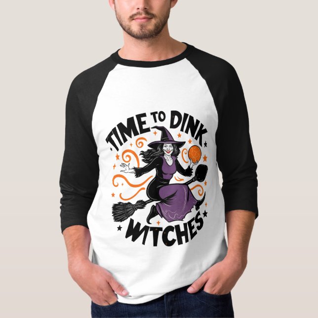 T-shirt Heure de Dink Witts Halloween Pickleball Éffrayant (Devant)