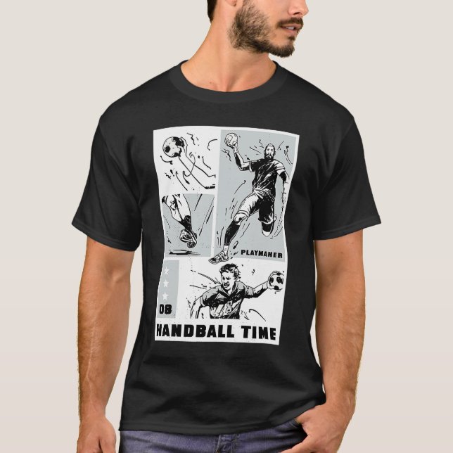T-shirt Heure de handball Joueur Collage (Devant)