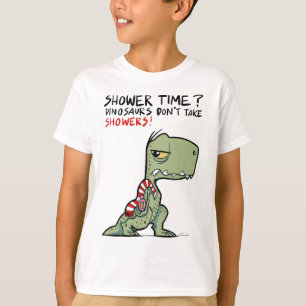 T-shirt Heure de la douche ? Drôle serviette T-Rex Dinosau