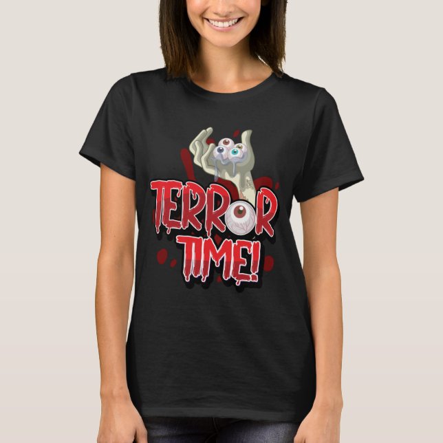 T-shirt Heure de la terreur d'Halloween main Zombie avec l (Devant)