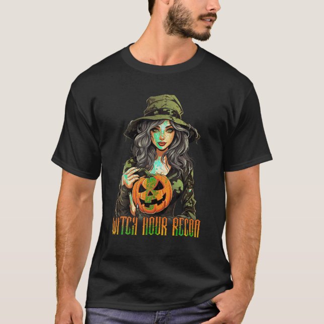 T-shirt Heure de sorcière Recon Camo sorcière Halloween Co (Devant)