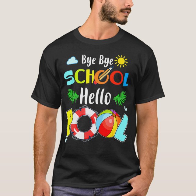 T-shirt Heure d'été Goodbye School Hello Pool Mermaid Stud (Devant)