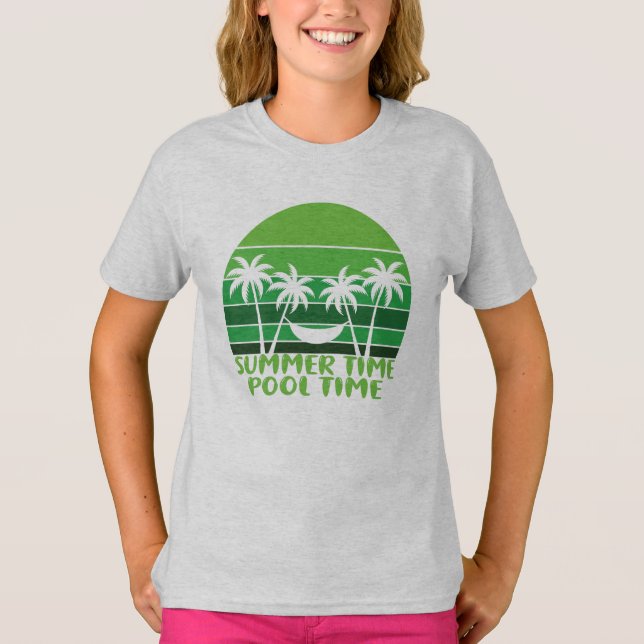 T-SHIRT HEURE D'ÉTÉ PISCINE. (Devant)