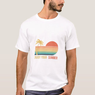 T-shirt Heure d'été Polo tee Retro Beach Sunset Logo palme