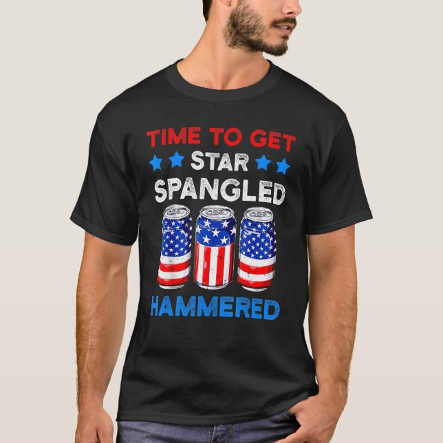 T-shirt Heure D'Obtenir Star Spangled Hammered Bière Usa D (Devant)