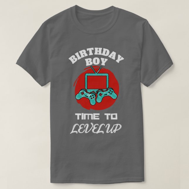 T-shirt Heure du garçon d'anniversaire au niveau supérieur (Design devant)