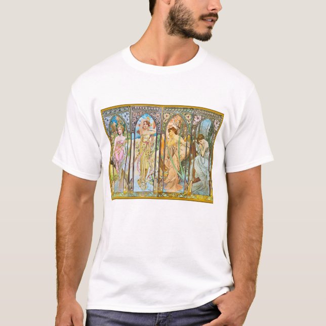 T-shirt Heure du jour, Alphonse Mucha (Devant)