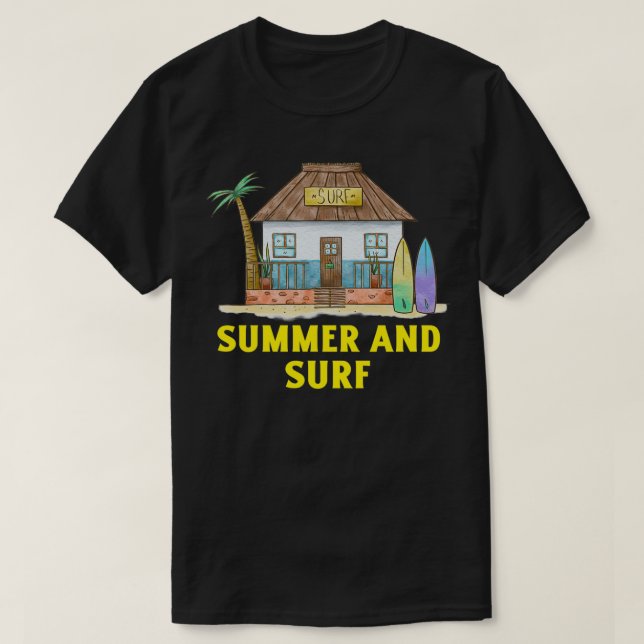 T-shirt Heure du surf Heure d'été Son camp d'été Co (Design devant)