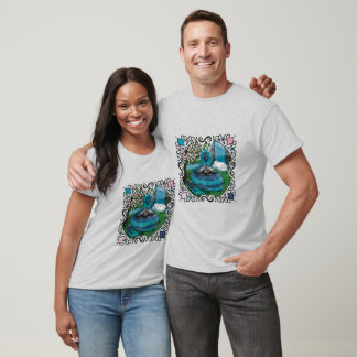 T-shirt Heure du thé au dragon oriental Imaginaire bleu