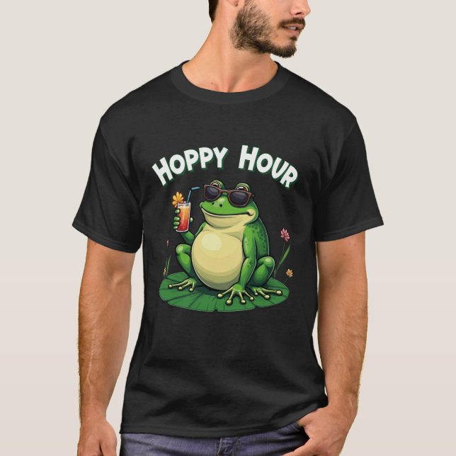 T-shirt Heure Hoppy - Drôle Frog Boire (Devant)