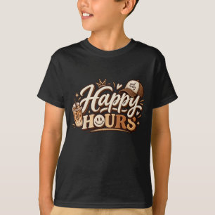 T-shirt Heures Heureuses   Typographie Marron et Crème Vin