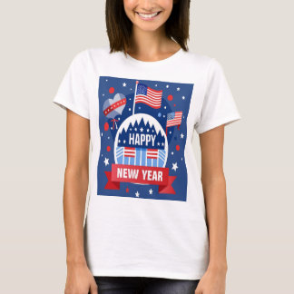 T-SHIRT HEUREUSE CHEMISE DE NOUVELLE ANNÉE DE FEMME USA