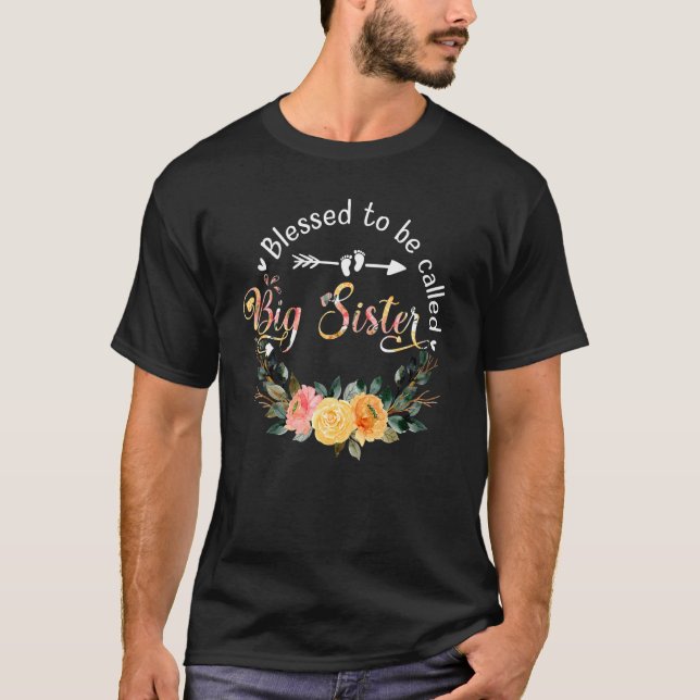 T-shirt Heureuse D'Être Appelée Grande Soeur Femmes Décor  (Devant)